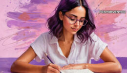 A Hála napló hatásai a mindennapokra - lila hajú lány hála naplót ír