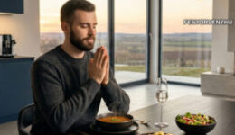 Intuitív étkezés: Tudatos étkezés és gyakorlati lépések - Férfi hálát ad az ételért