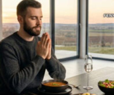 Intuitív étkezés: Tudatos étkezés és gyakorlati lépések - Férfi hálát ad az ételért