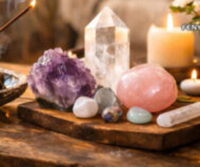 Otthonunk energetikai megtisztítása a hála erejével - füstölők és kristályok egy asztalon