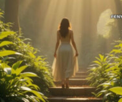 Nő sétál az erdőben egy lépcsőn - Spirituális gyakorlat: Napi szokások kialakítása