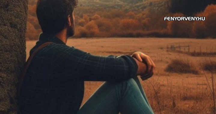 Spirituális kép - férfi ül a fűben - Az érzelmek és a rezgésszám kapcsolata