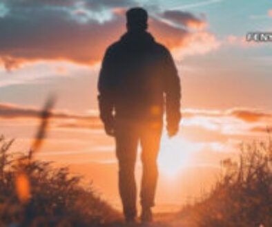 Spirituális kép - férfi sétál a naplementében - Tudatos gondolatválasztás és szabadság